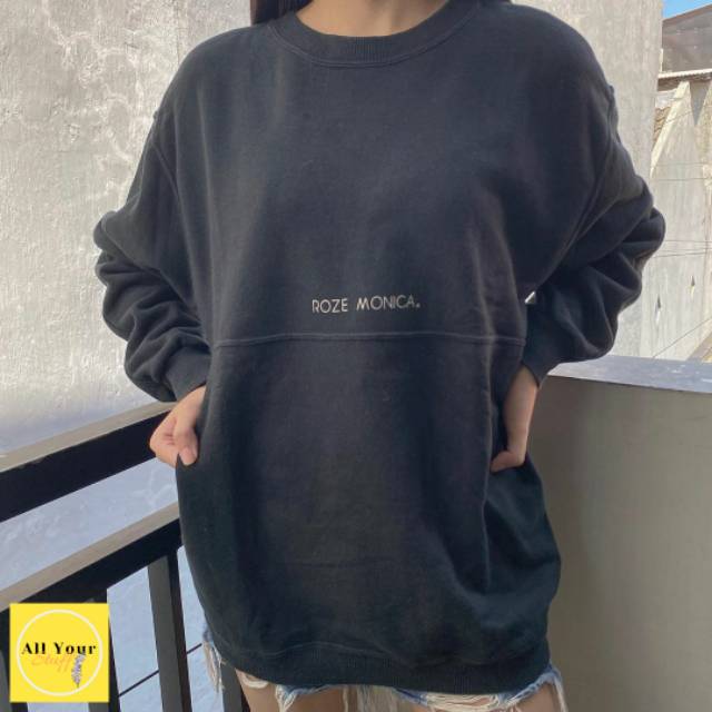 CREWNECK ROZE MONICA BLACK OVERSIZE | SWEATSHIRT | THRIFT OUTERWEAR
