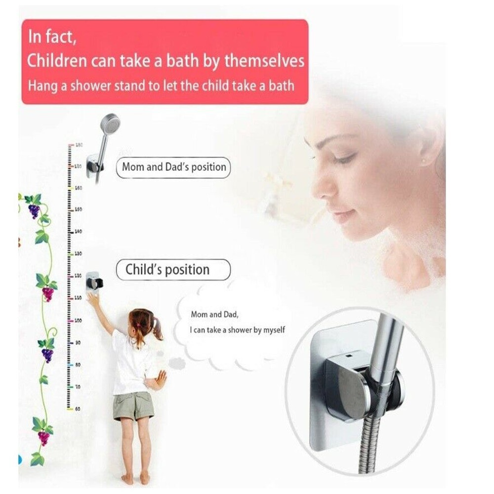 【COD Tangding】New Adjustable Bathroom Wall Mounted Shower Head Handset Holder Bracket Suction