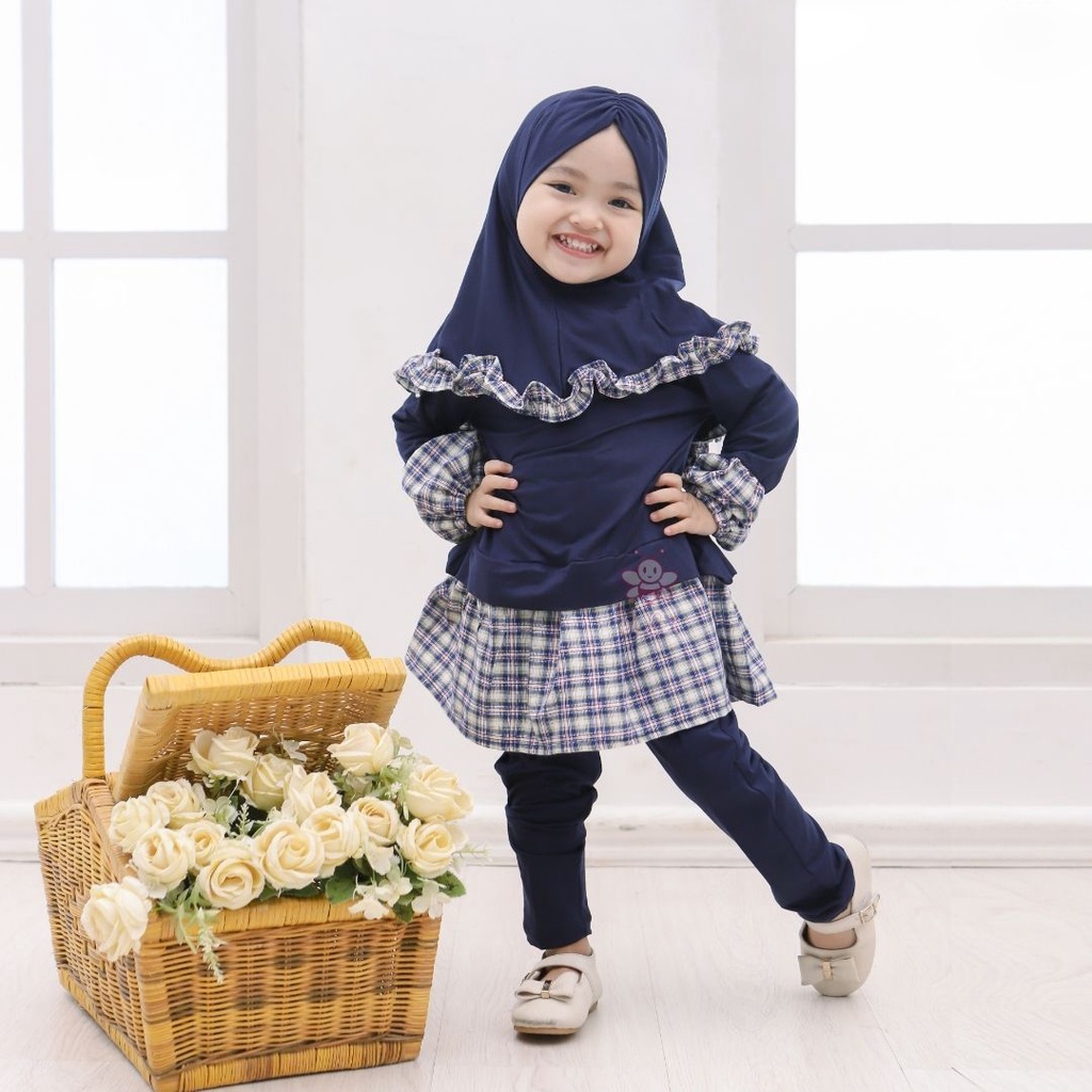 Baju Muslim Anak Qiandra Legging Set 1 - 6 Tahun / Baju Muslim Anak Perempuan Rayon Super / Baju Gamis Anak