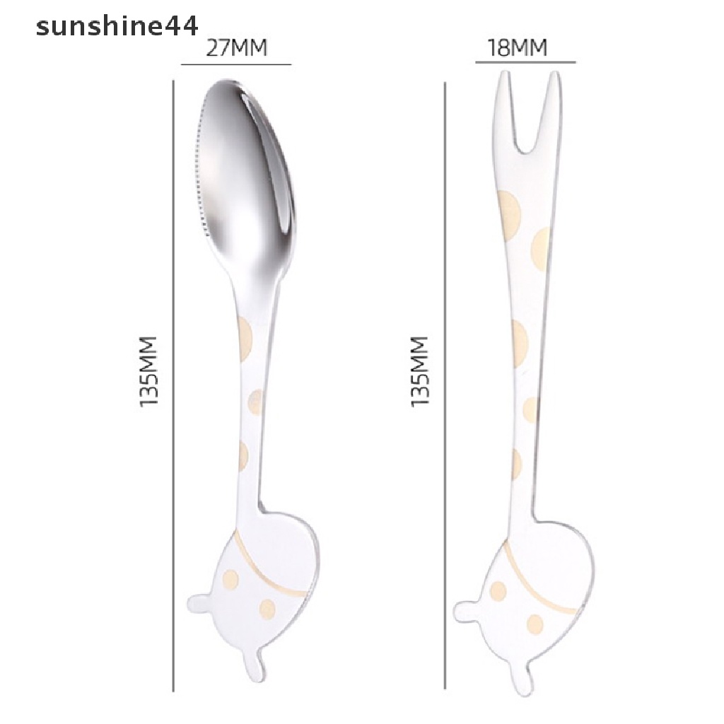 Sunshine Sendok Garpu Buah / Dessert Bentuk Jerapah Kartun Lucu Untuk Anak