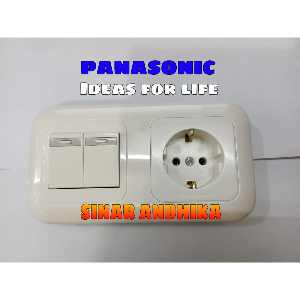 Stop Kontak Panasonic Non Cp + Saklar Seri Kecil Putih Wejp11312-7+Wej5531