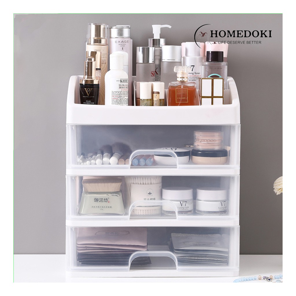  Rak  Kosmetik  Makeup Storage Plastic Box Laci  3  Susun Kotak 