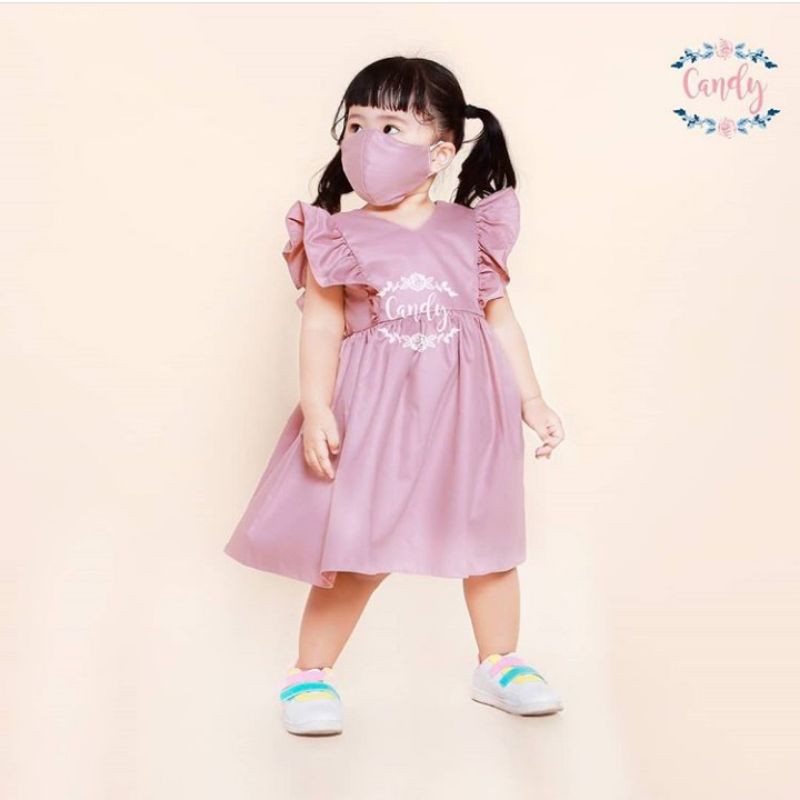 Dress anak ruffle-dress Ruby-Dress anak perempuan-ruffle anak polos-baju pesta anak