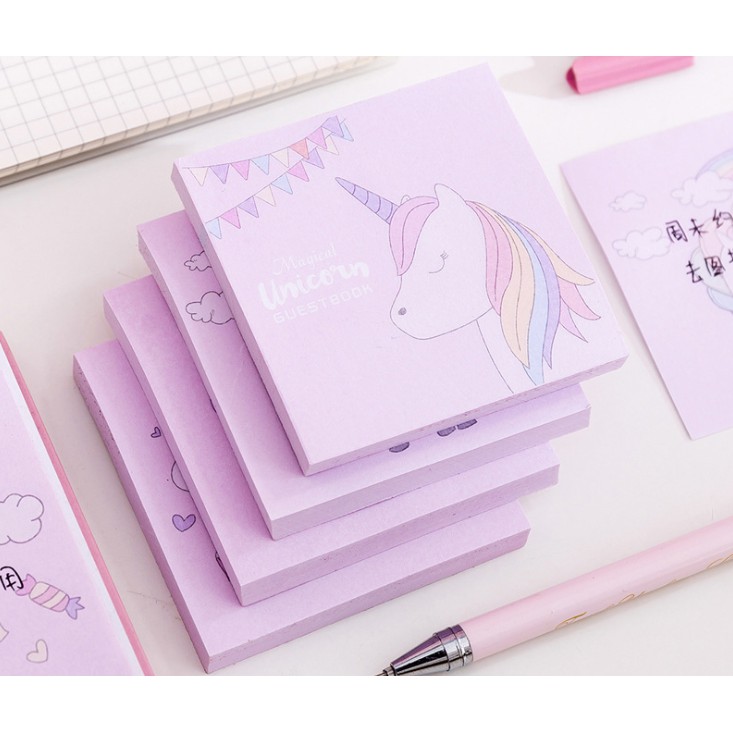 Notes Tempel Sticky Notes Unicorn / Memo Mini Gambar Bunga &amp; Buah / Memo Tempel Kartun Babi Piggy