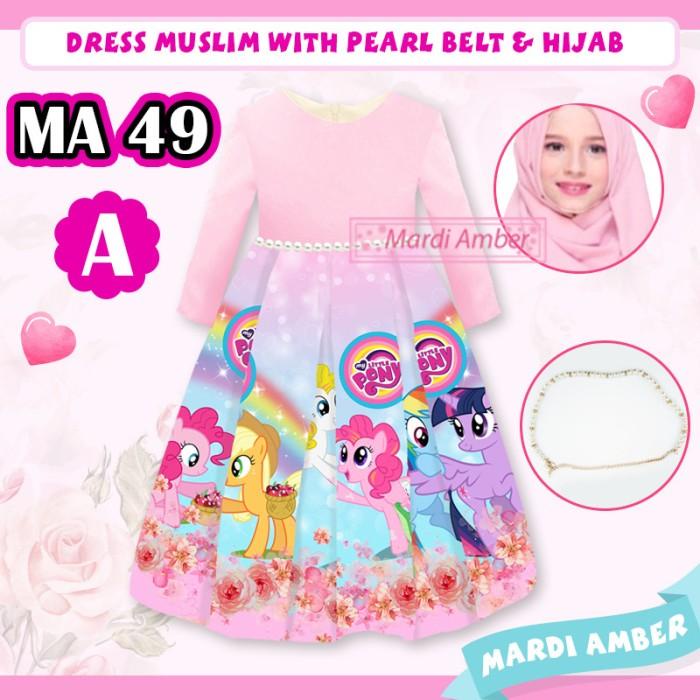 Dress Muslim Anak Kuda Poni + Pearl Belt + Hijab