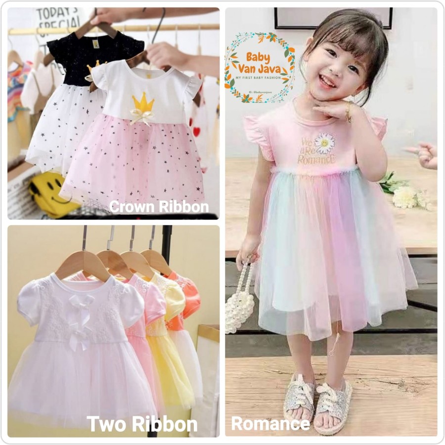 Baju Anak Perempuan Kaos Baju Setelan Dress Bayi Tutu Rainbow (1 Tahun-3 Tahun)