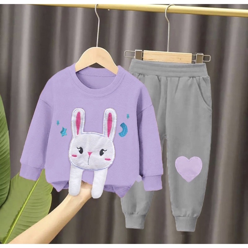 setelan sweater baju dan celana anak perempuan 1-5 tahun grosir