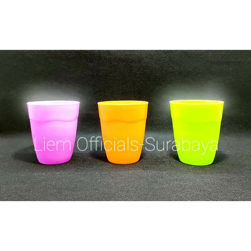 Gelas Air Minum Warna Warni Plastik hokky hoki bukan tupperware cangkir anak kecil wadah jamu