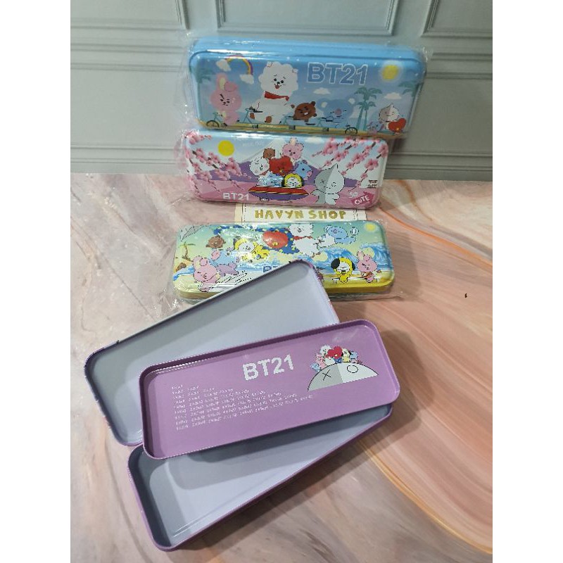 kotak pensil BTS BT21/pencil case/tempat pensil MAGNET BTS/plastik BTS-KALENG