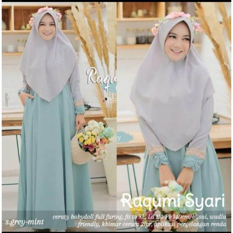 SET DRESS RAQUMI ORI BY MOZBUE - FREE MASKER, PASHMINA, BERGO DAN TAS