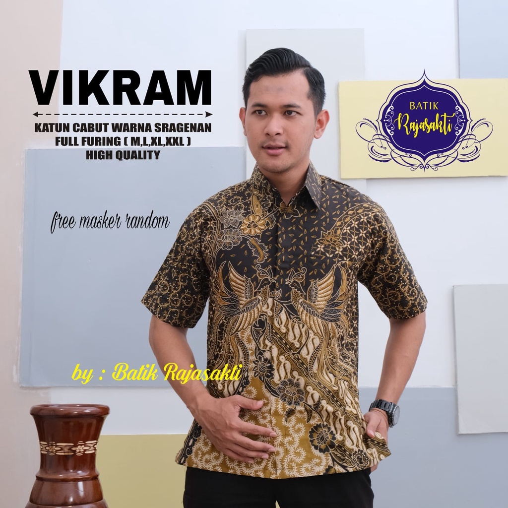 VIKRAM KEMEJA BATIK SOLO PRIA LENGAN PENDEK LAPIS FURING ATASAN BATIK PREMIUM MODERN KATUN HALUS  BAHUWIRYA  BANAMITRA BANAMITRA PUTIH BANGSAWAN BAYU PUTRA BERLIAN BIRU BHARATAYUDA BIMASENA BIRENDRA BIRU INDAH BRAHMAKERTA BRAHMAKERTA MERAH BUDIDRAWA BULAN