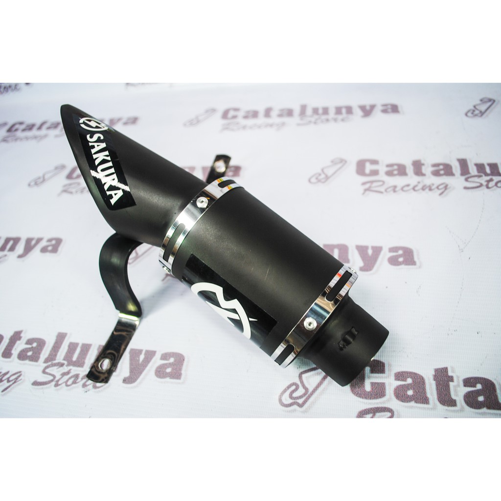 Knalpot Racing Silincer Sakura Slash Black Doff inlet 50 mm-2
