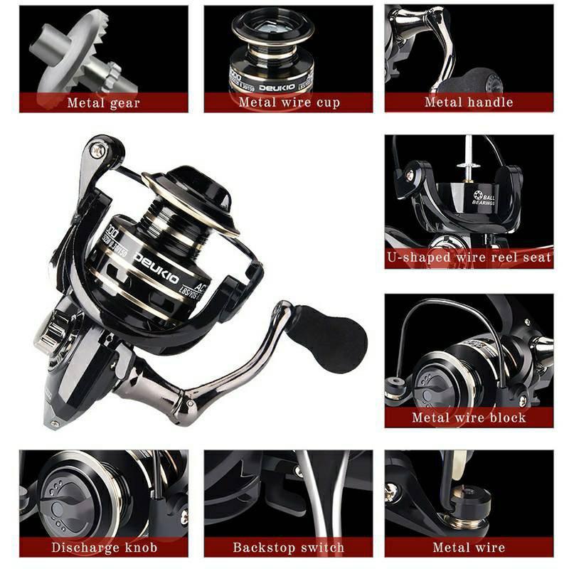 Reel Pancing  AC2000-7000 Metal Spool Reel Max Drag 10kg Pancing Putar Spinning Fishing Reel with free bait