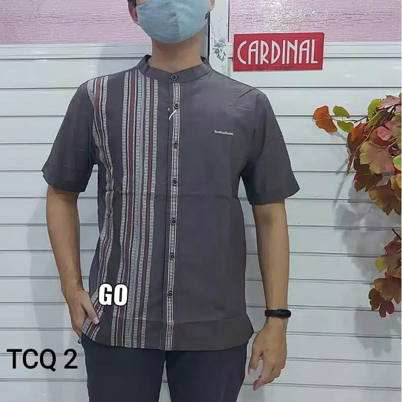 gos  TCQ CARDINAL KEMEJA KOKO Taqwa Pakaian Pria Original Baju Muslim Salur Lengan Pendek