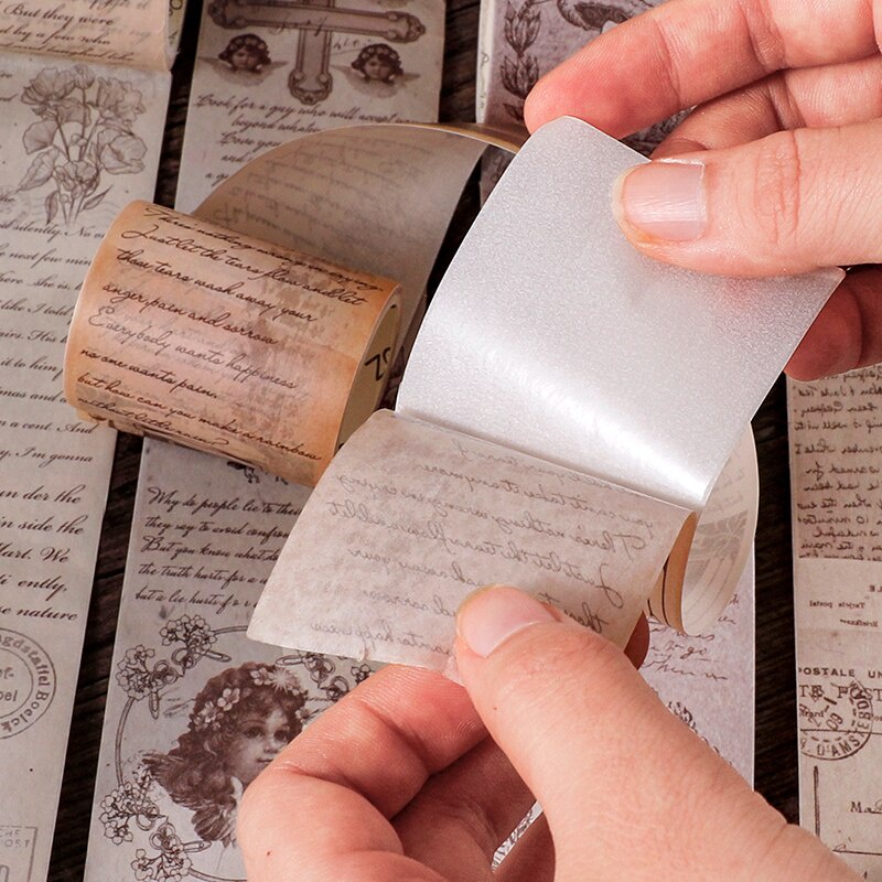 Journamm 5cm*3m Vintage Letters Washi Paper Tape for Deco Scrapbooking  School Supplies DIY Creative Stationery Decoration Tapes-2