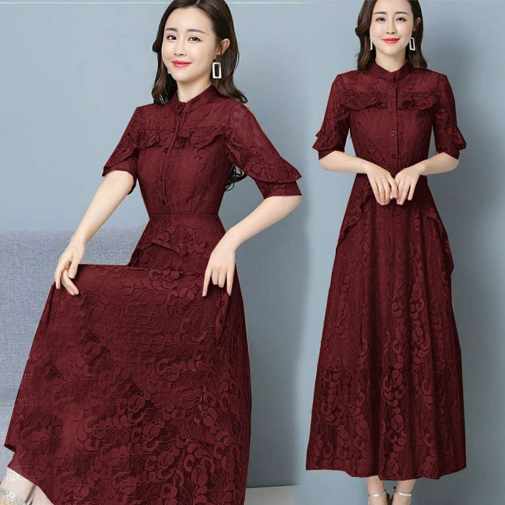 AS FASHION-COD-MC-LONGDRES BRUKAT WANITA TERBARU-GAUN BRUKAT-GAUN NATAL TERBARU