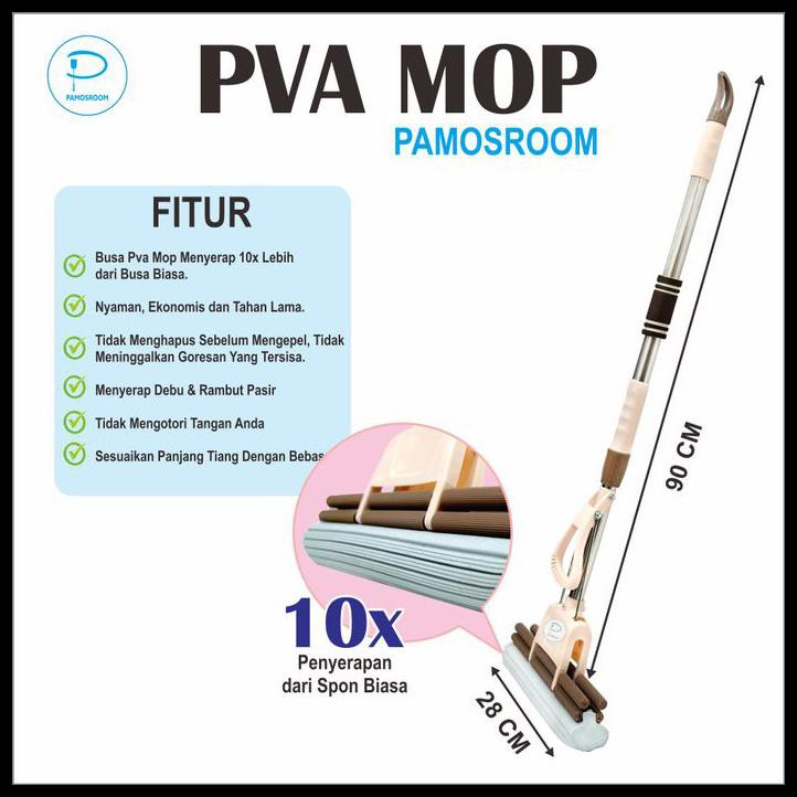 Pamosroom Alat Pel Lantai Busa Pel Sodok Pel Peras Busa Pva Mop