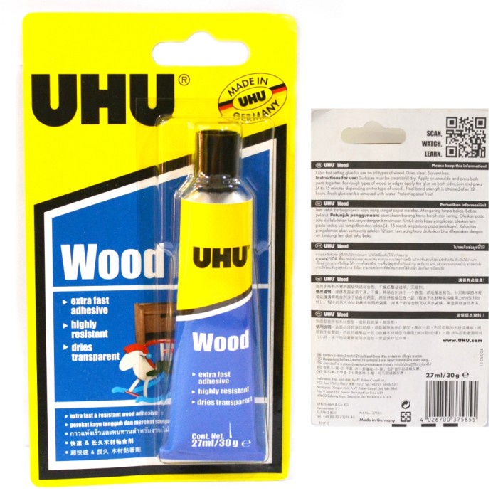 

LEM UHU HOUSE HOLD WOOD EXPRESS (137585) 27ML/UHU LEM KAYU