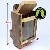 Tempat pakan burung dispenser tabung kayu otomatis turun sendiri milet cepuk wadah umpan ternak lb