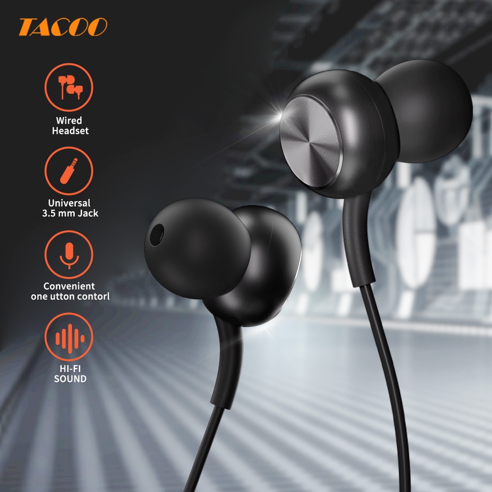 [New] TACOO  Puith-in-ear wired headset TA0801 Putih Earphone Hi-Fi Sound Stereo Deep Bass Wired Waterproof Sweatproof-6