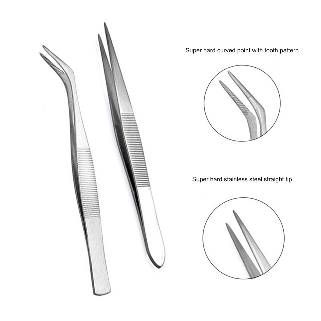 [Jianxin] Stainless Steel Multifunctional Elbow Straight Clip Eyelash Grafting Tweezers