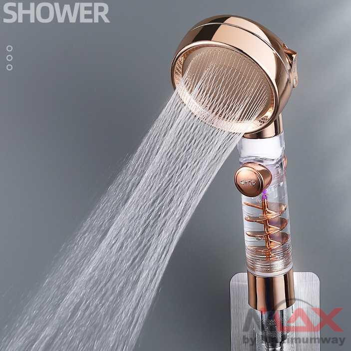 BeRain Kepala Shower Mandi Transparent dengan keran On Off, Turbocharge menggandakan kekuatan air Handheld Shower- BR-2313 360 Degrees Rotating Shower Head High Pressure Spray Nozzle Handheld Universal Showerhead Water Saving Bathroom Accessories