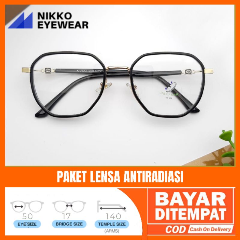 Paket Kacamata 0653 Lensa Antiradiasi Photocromic Blueray