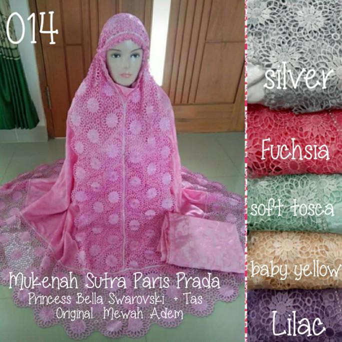 Ori&Terjamin Mukenah Renda Seroja Bordir Swarovski Sutra Paris(Mewah)+Tas Cantik