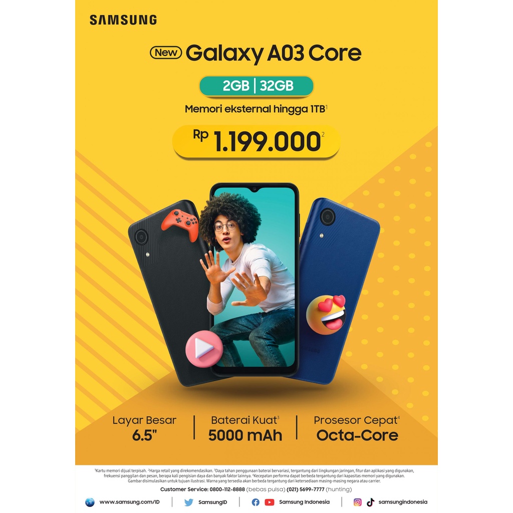 [BEST] SAMSUNG GALAXY A03 CORE 2/32 RAM 2GB ROM 32GB GARANSI RESMI SEGEL ASLI NO REPACK