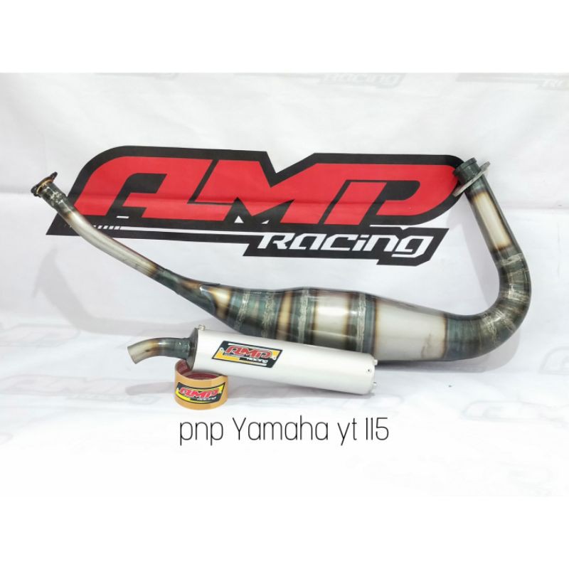 Knalpot Yamaha YT 115 model repsol plat karat original AMP Racing