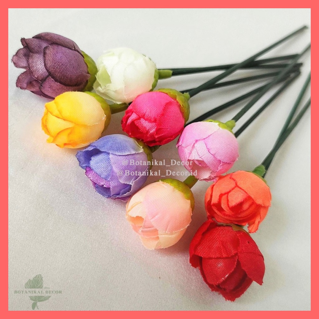 Artificial Flower Mini Rose Bud Bunga Mawar Palsu Buatan Plastik Tangkai Hiasan Dekor Pajangan Rumah