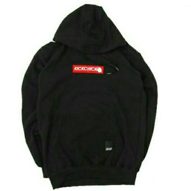 Jaket hoodie KICKCHICK BLACK old free stiker dan gantungan kunci