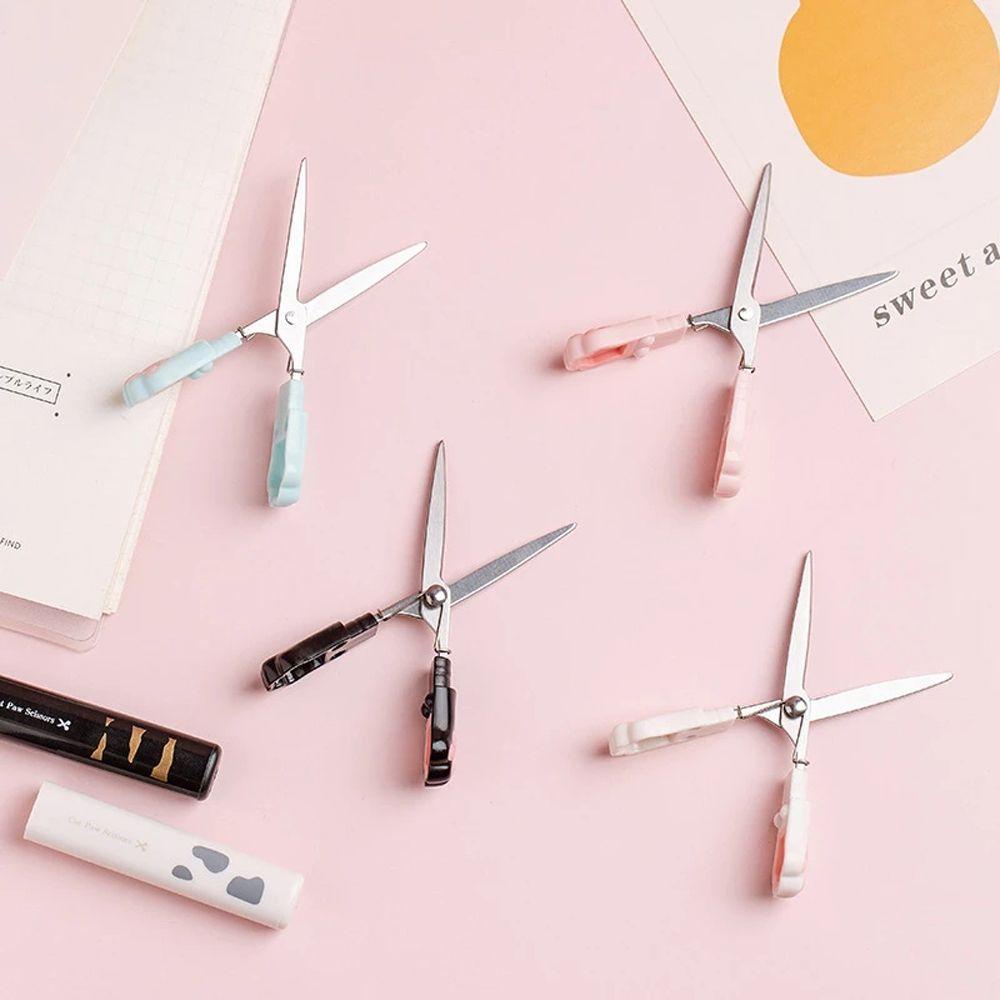 Quinton Gunting Kaki Kucing Perlengkapan Sekolah Alat Tulis Portable Gadis Hadiah Kawaii Novelty Stainless Steel
