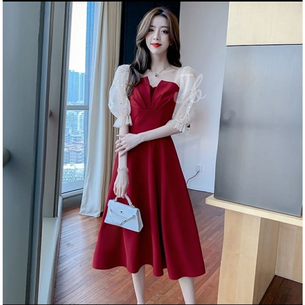 FWG - DRESS KIMNARA / DRESS CASUAL MEWAH WANITA / DRESS KOREAN STYLE / DRESS WANITA / DRESS