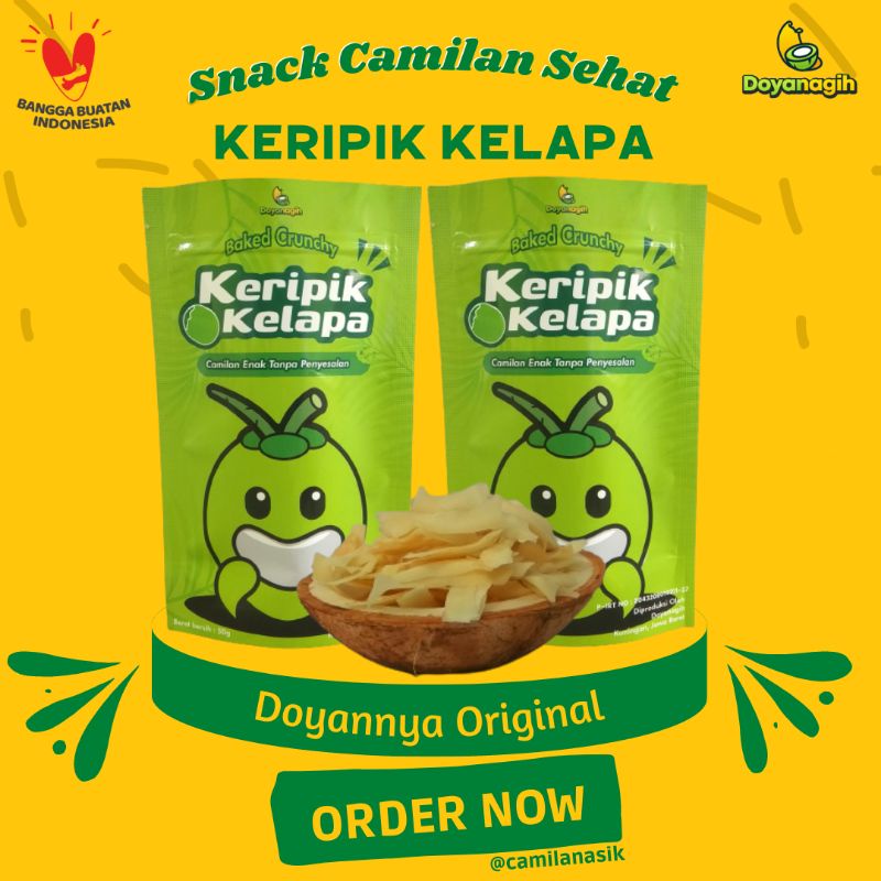 

Cemilan Keripik Buah Kelapa Coconut Chips Sehat Diet Manis Enak