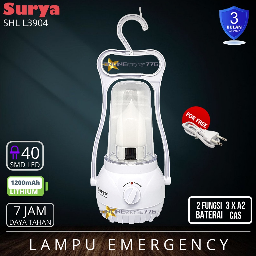 LAMPU EMERGENCY SURYA / SHL L3904 FROSTED / LAMPU EMERGENCY LED / EMERGENCY LAMP / SURYA / SHL 3904 FROSTED LED / RECHARGEABLE