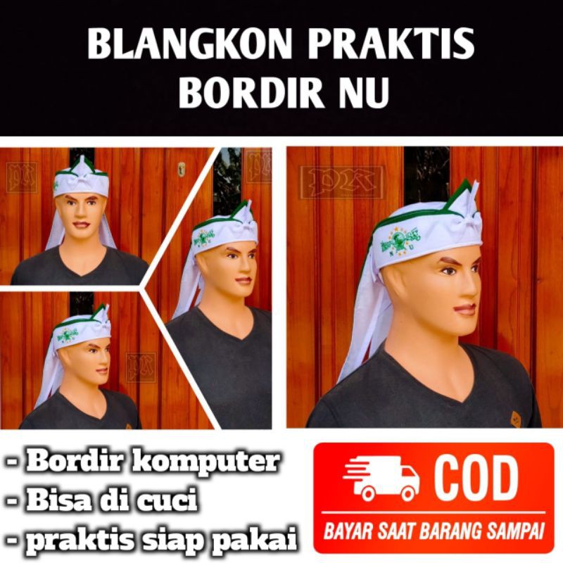BARU  IKAT KEPALA PECI BLANGKON BENDO PUTIH BORDIR NU