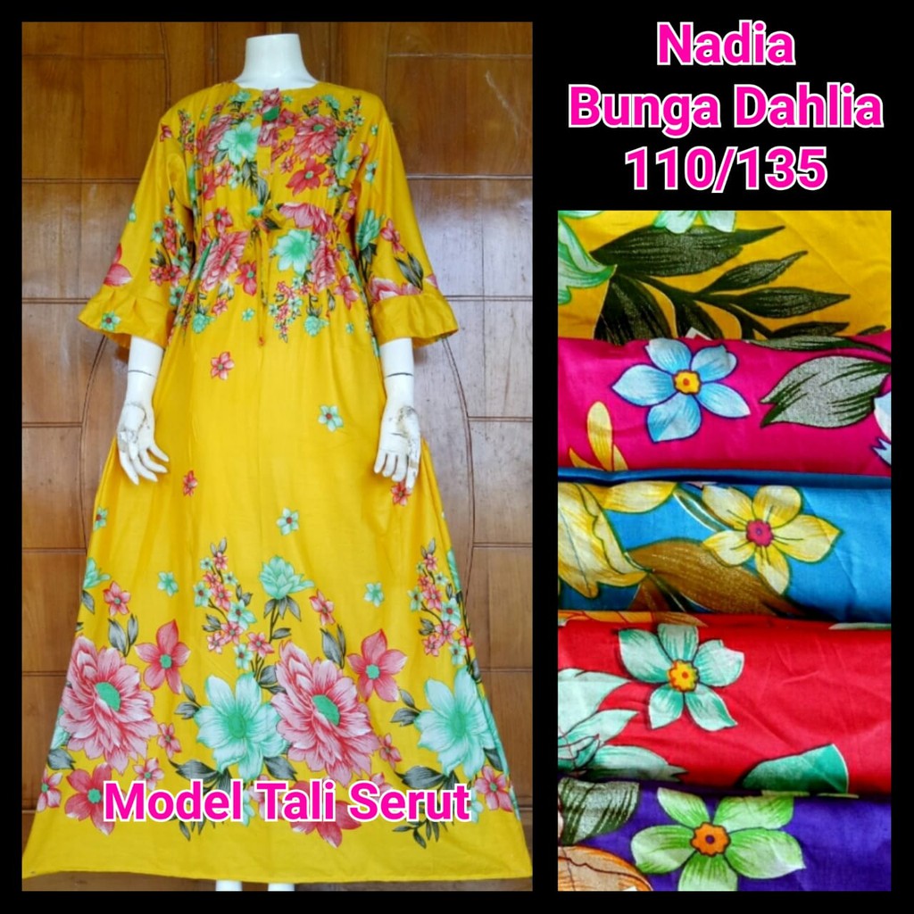 MAURA daster busui kekinian - motif bunga lengan panjang 7/8 baju hamil longdress murah adem payung