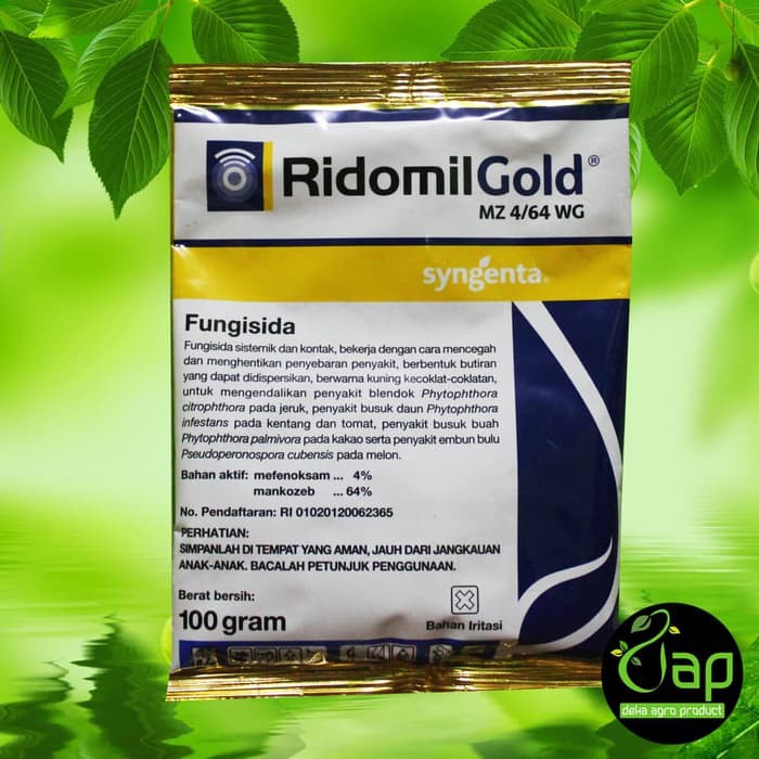 FUNGISIDA RIDOMIL GOLD MZ 4/64 WG 100GRAM - bahan aktif mefenoksam 4% mankozeb 64 %