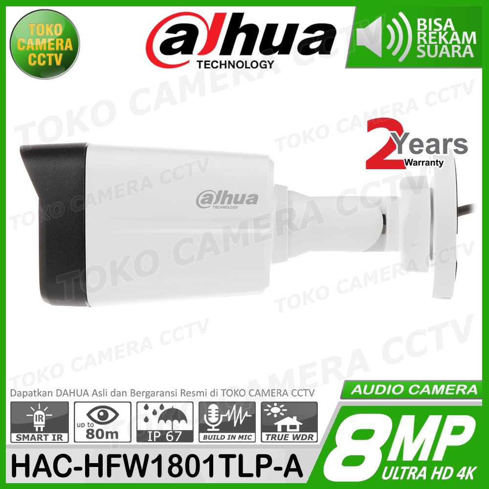 KAMERA CCTV OUTDOOR 8MP DAHUA HAC-HFW1801TLP-A 4K AUDIO HDCVI CAMERA