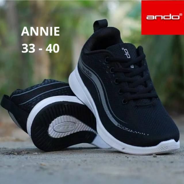 Sepatu Sekolah Ando Annie Hitam Sepatu Anak Laki Perempuan 33-40