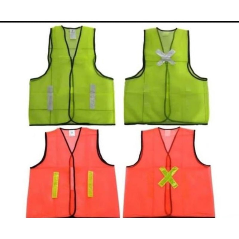 Rompi Jaring Orange dan Hijau Rompi Jala Eco Proyek Safety Vest Scotlite Polyester