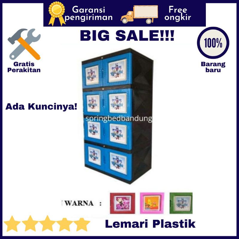 Lemari Plastik 4 Susun Full Kunci Printing Terlaris Termurah Bandung Cimahi Sumedang Garut