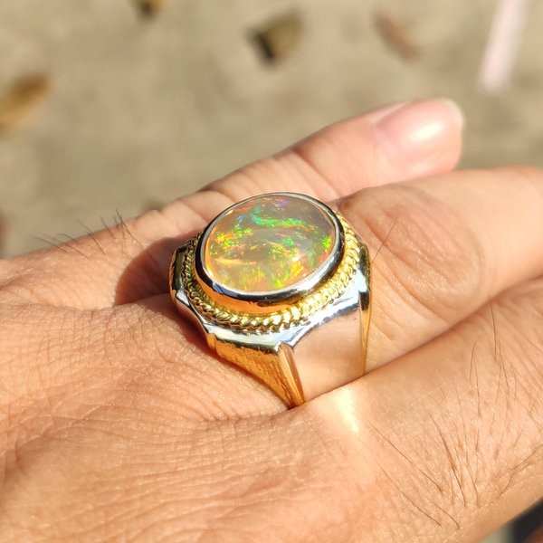 CINCIN BATU AKIK PERMATA NATURAL KALIMAYA KRISTAL WHITE OPAL WELO