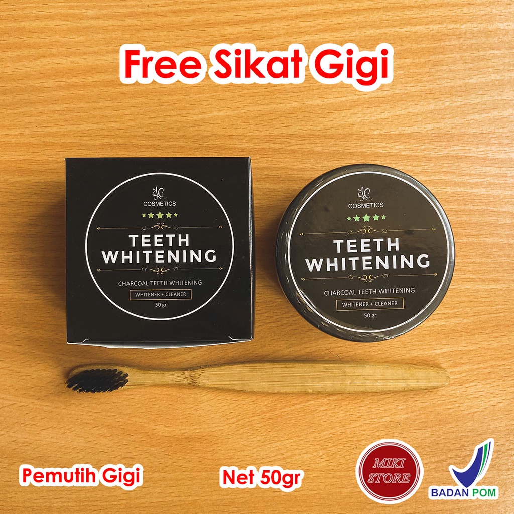 Pemutih Gigi Alami Charcoal Powder Activated Teeth Whitening 50gr (FREE SIKAT GIGI Bambu)