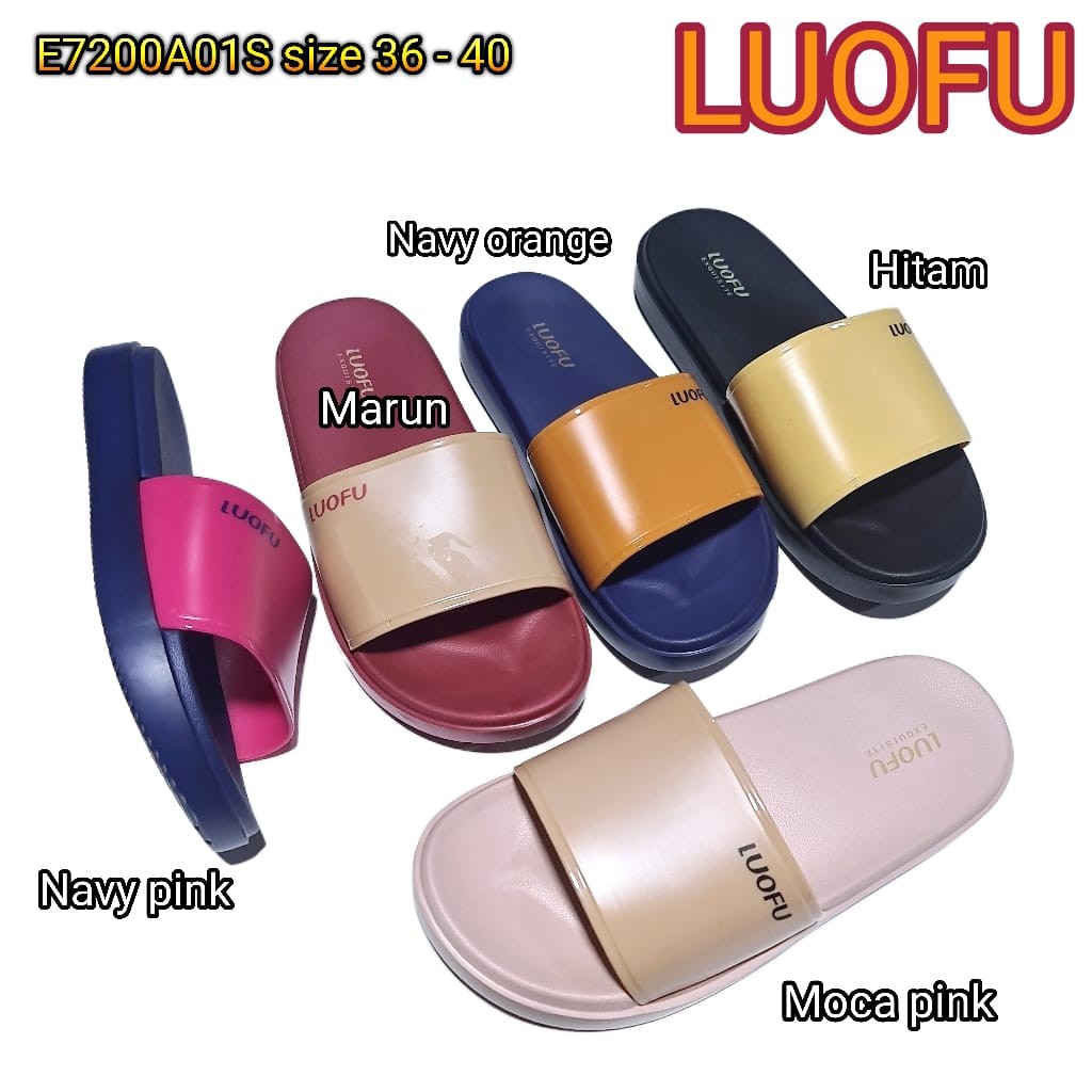 LUOFU ORIGINAL jelly sandal karet empuk murah cewek sendal selop wanita kokop import E7200A01S