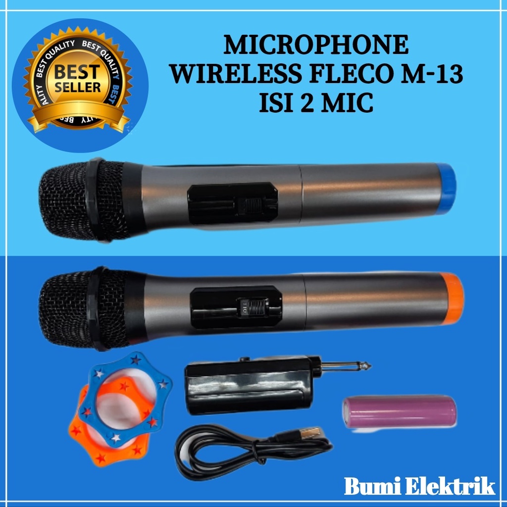 MIC WIRELESS DOUBLE FLECO M-12 / M-13 / MIC WIRELESS JINLONG JL-008 / MIC MKF-02 MIC TANPA KABEL MIKROFON BLUETOOTH