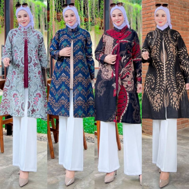 M-L-XL-XXL Batik Tunik wanita ASJ SA HRB026 Kenongo Pekalongan Sogan Tulis