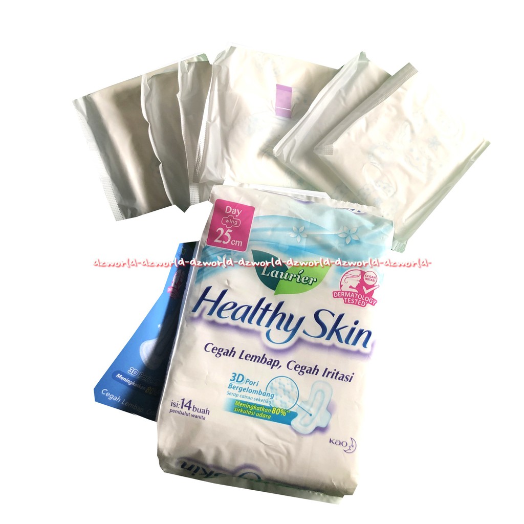 Laurier Healthy Skin 14pcs Pembalut Wanita Wing Sayap 25cm Wings Cegah Lembab Iritasi Ruam