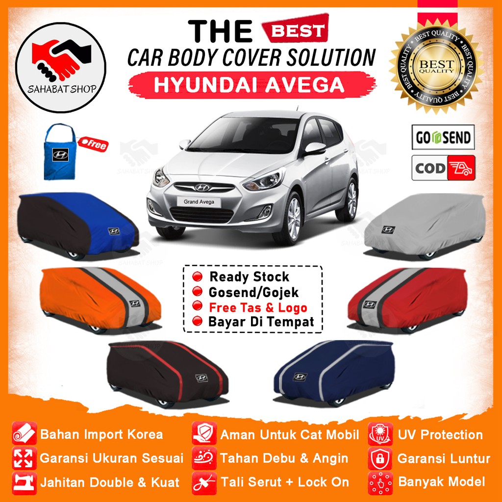 Sahabat Body Cover Mobil Avega / Sarung Penutup Hyundai Avega Outdoor / Selimut Mantel Tutup Pelindung Jas Mantol Kerudung Pembungkus Kelambu Kerodong Terpal Tutupan Bungkus Mobil Avega Waterproof Anti Air Model Orange